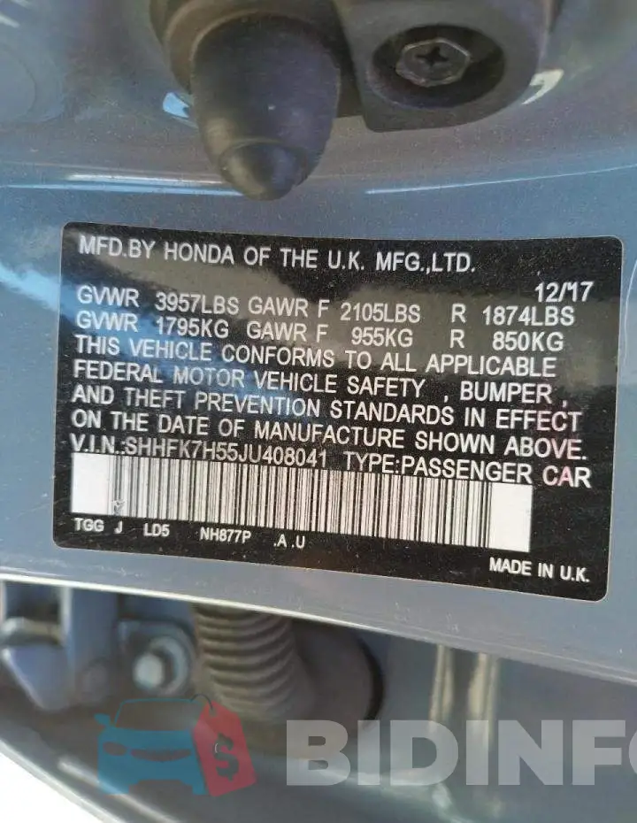 SHHFK7H55JU408041 Photo# 10