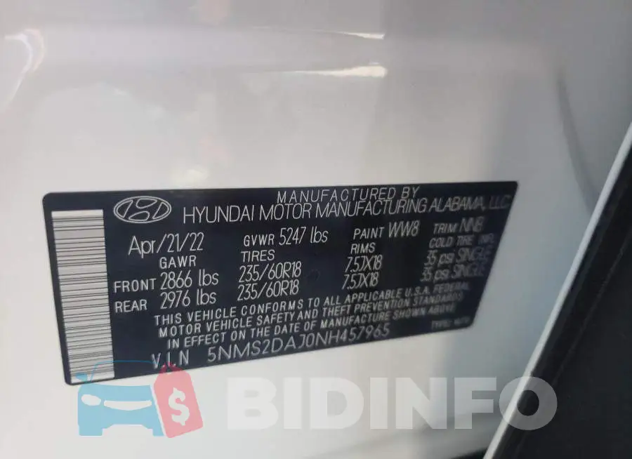 5NMS2DAJ0NH457965 Photo# 10