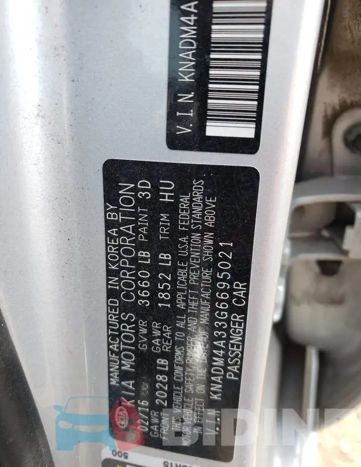 KNADM4A33G6695021 Photo# 10