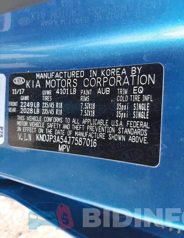 KNDJP3A54J7587016 Photo# 10