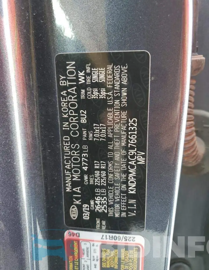 KNDPMCAC9L7661325 Photo# 10