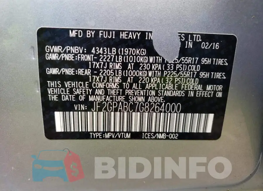 JF2GPABC7G8264000 Photo# 10