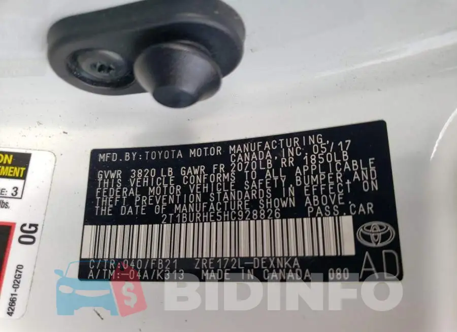 2T1BURHE5HC928826 Photo# 10