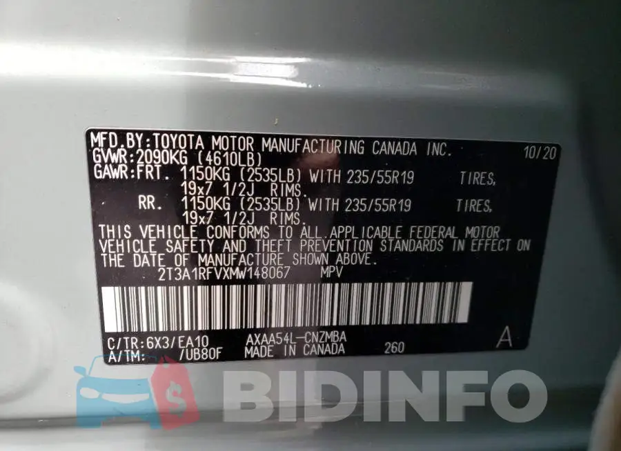 2T3A1RFVXMW148067 Photo# 10