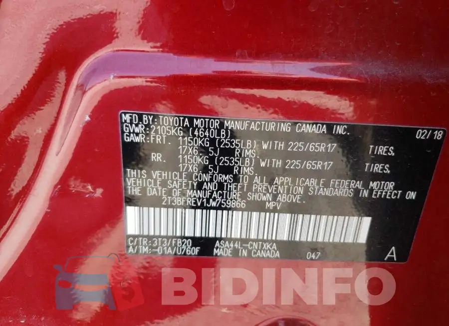2T3BFREV1JW759866 Photo# 10