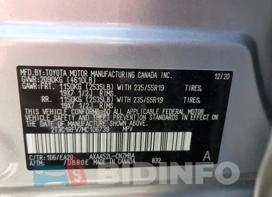 2T3C1RFV7MC106739 Photo# 10