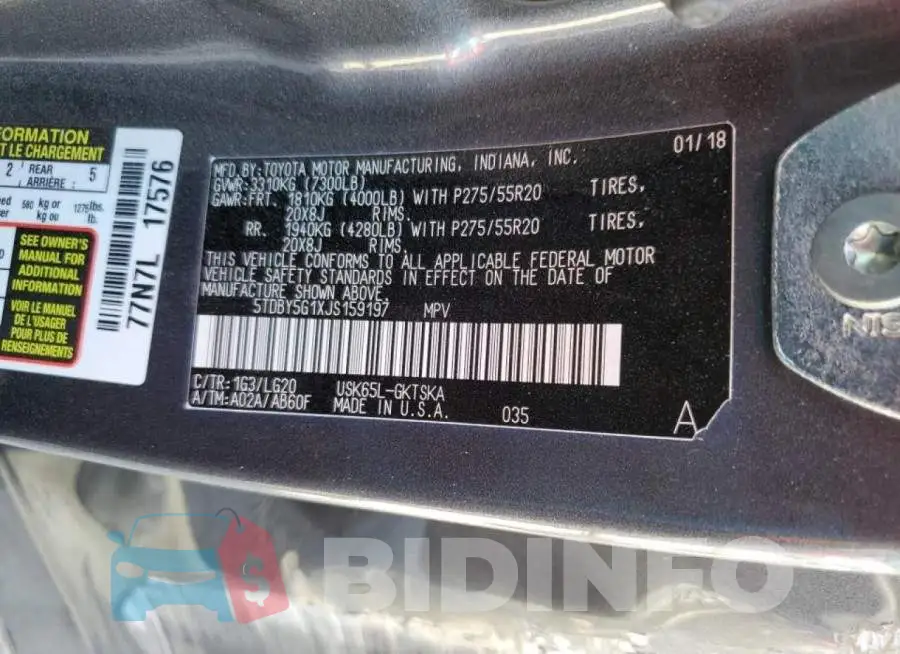 5TDBY5G1XJS159197 Photo# 10