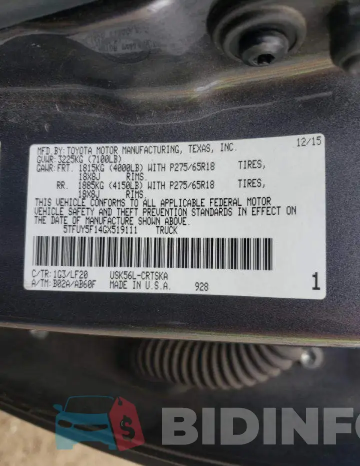 5TFUY5F14GX519111 Photo# 10