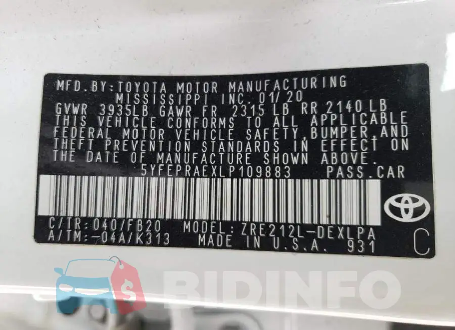 5YFEPRAEXLP109883 Photo# 10