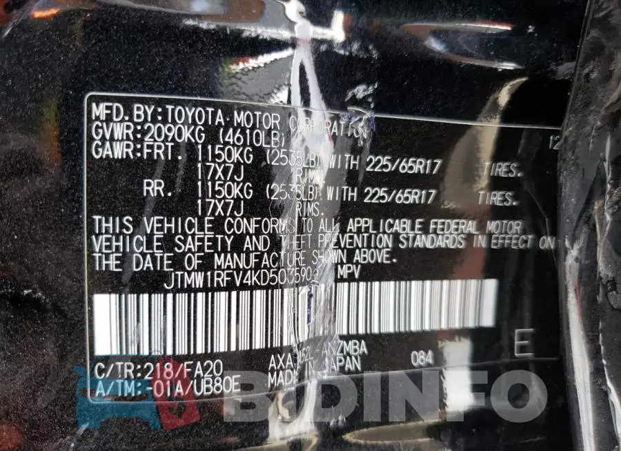 JTMW1RFV4KD503590 Photo# 10
