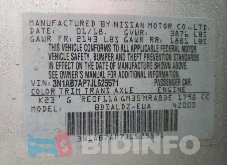 3N1AB7AP7JL625571 Photo# 10
