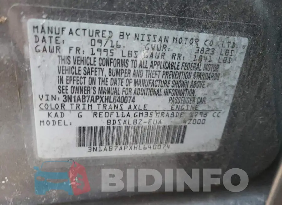3N1AB7APXHL640074 Photo# 10