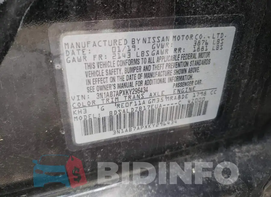 3N1AB7APXKY296434 Photo# 10