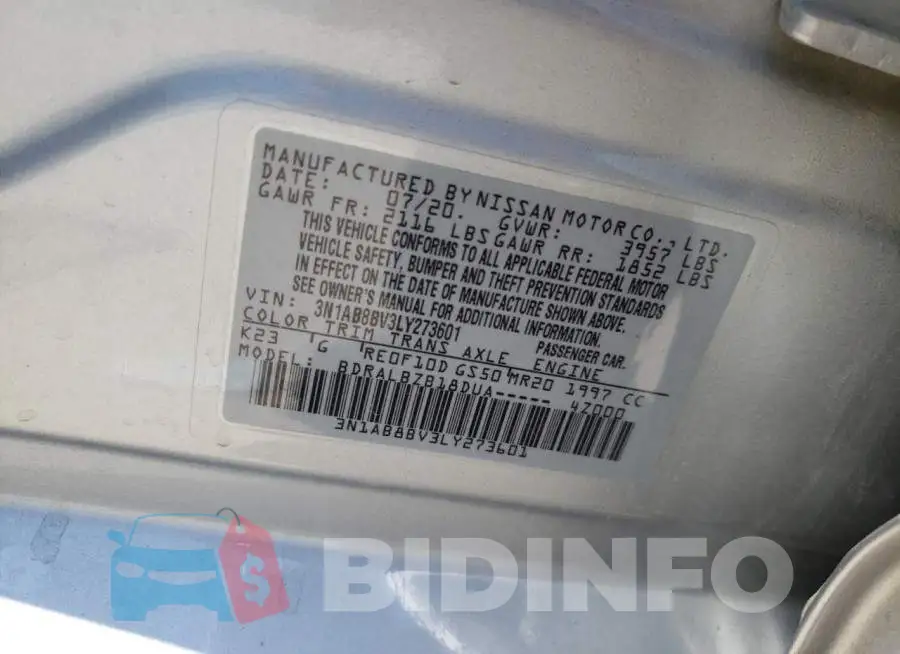 3N1AB8BV3LY273601 Photo# 10