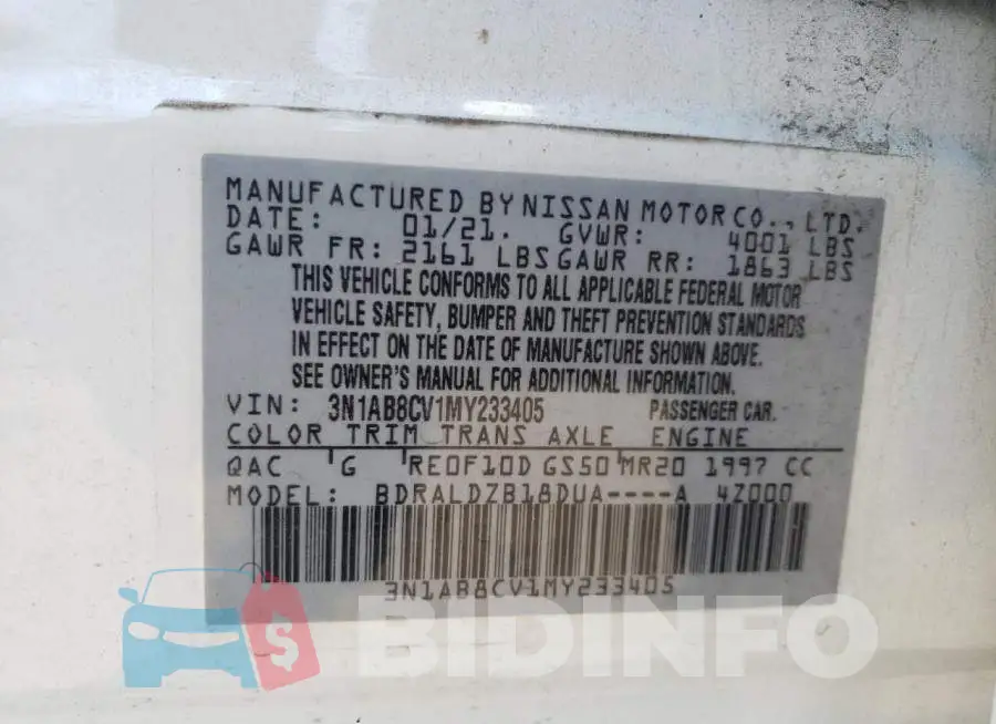 3N1AB8CV1MY233405 Photo# 10