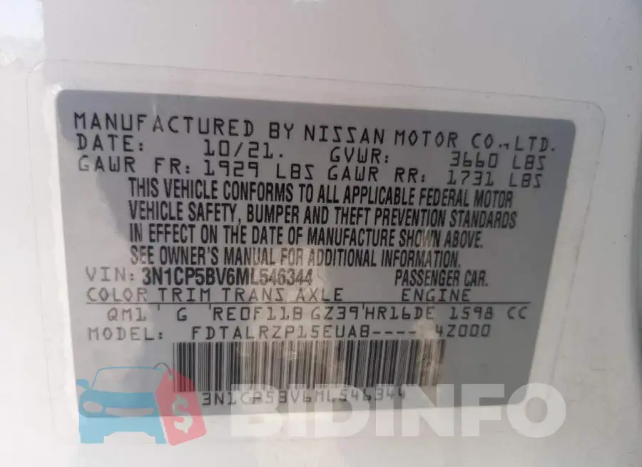 3N1CP5BV6ML546344 Photo# 10