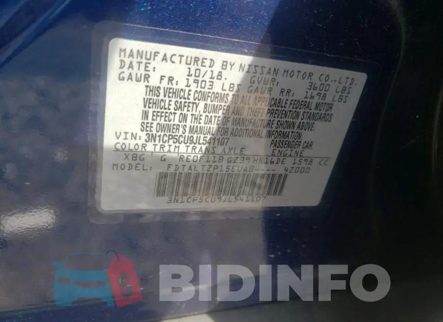 3N1CP5CU9JL541107 Photo# 10