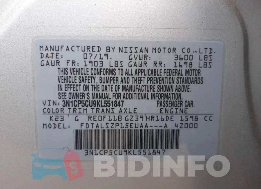 3N1CP5CU9KL551847 Photo# 10
