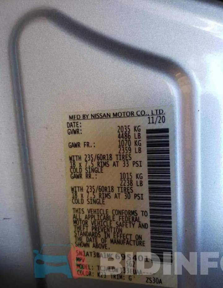 5N1AT3BA1MC695401 Photo# 10