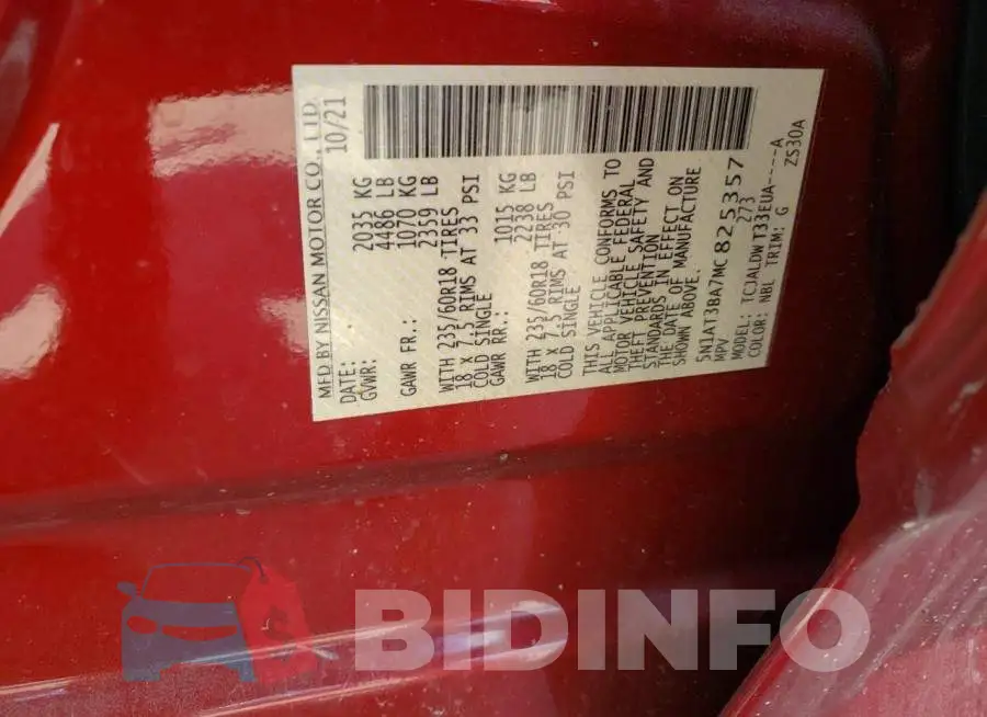 5N1AT3BA7MC825357 Photo# 10