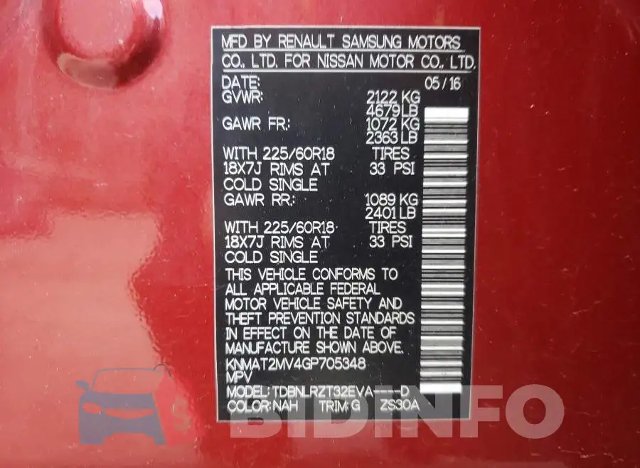 KNMAT2MV4GP705348 Photo# 10