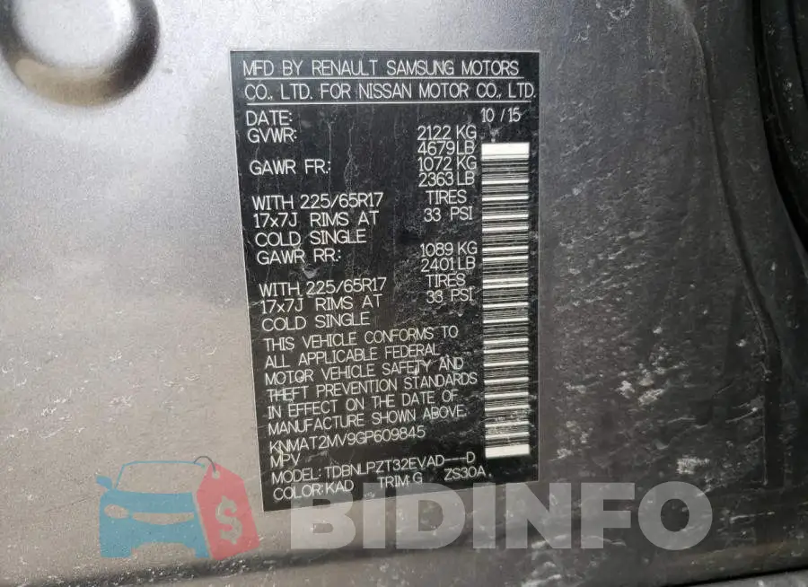 KNMAT2MV9GP609845 Photo# 10