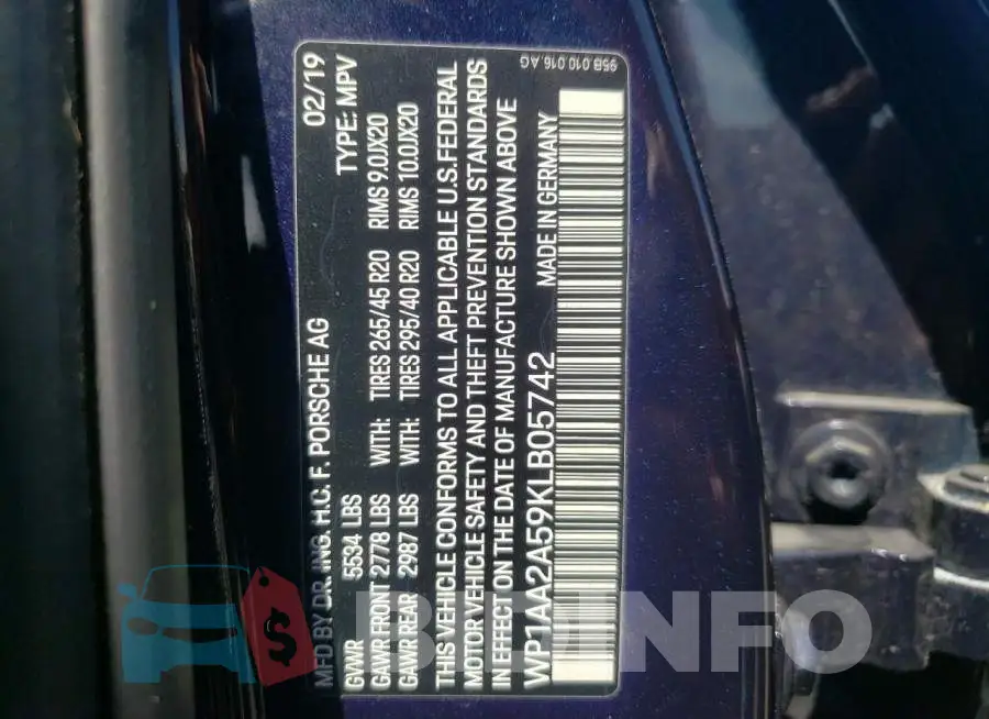 WP1AA2A59KLB05742 Photo# 10
