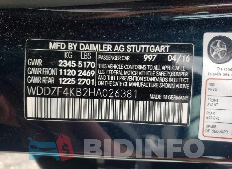 WDDZF4KB2HA026381 Photo# 10