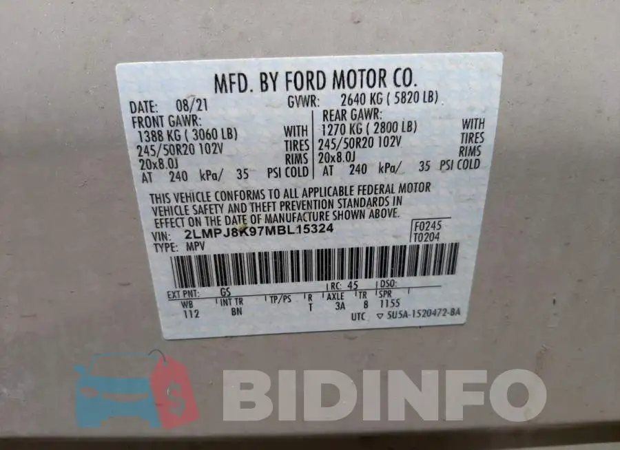 2LMPJ8K97MBL15324 Photo# 10