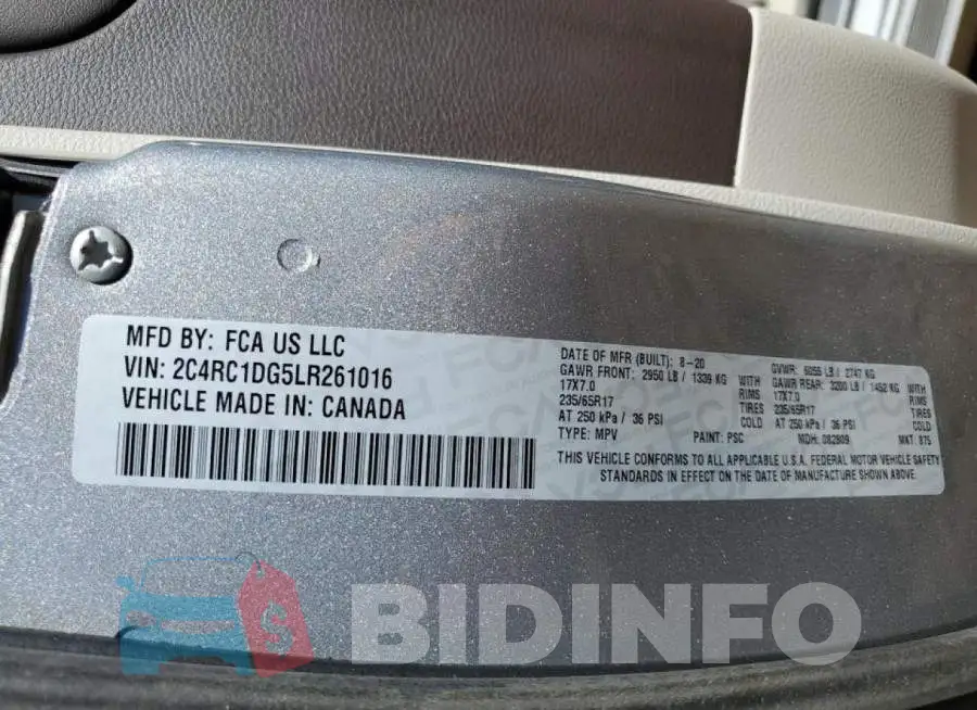 2C4RC1DG5LR261016 Photo# 10