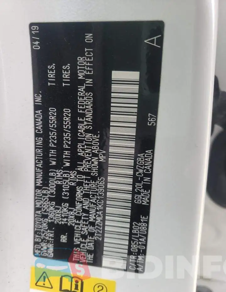 2T2ZZMCA1KC139065 Photo# 10