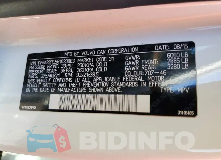 YV4A22PL5G1023883 Photo# 10