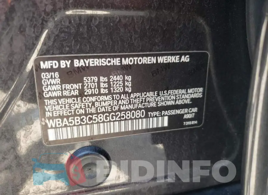 WBA5B3C58GG258080 Photo# 10