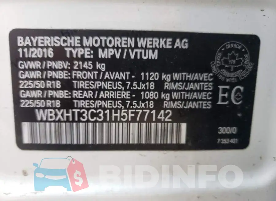 WBXHT3C31H5F77142 Photo# 10