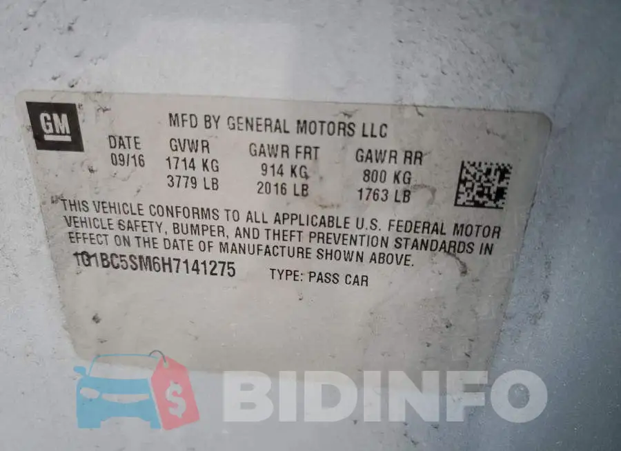1G1BC5SM6H7141275 Photo# 10