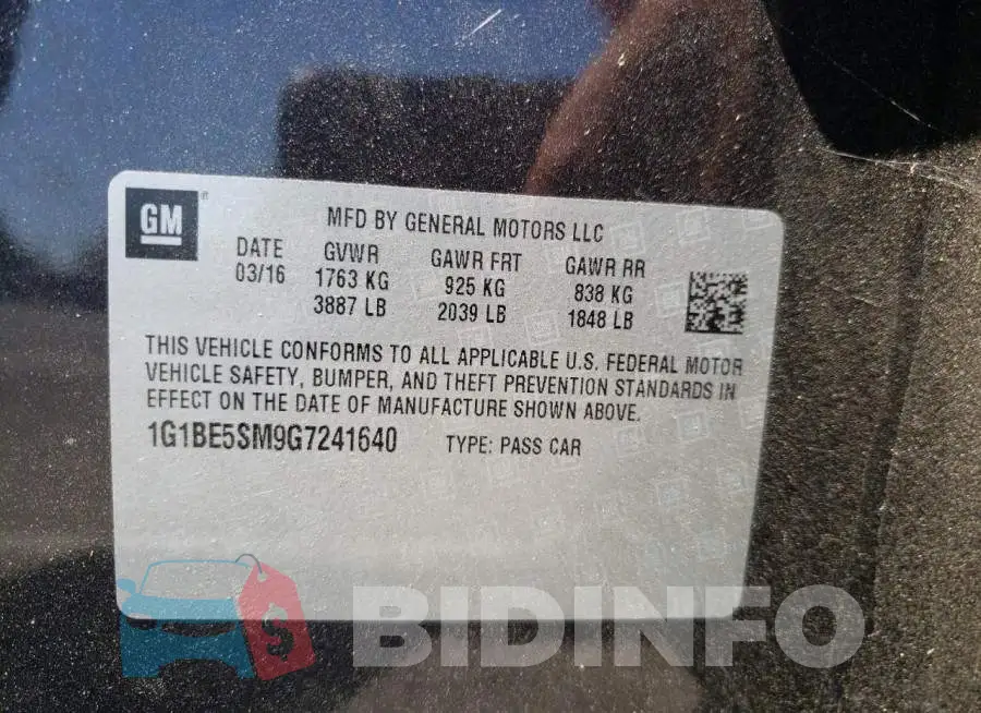1G1BE5SM9G7241640 Photo# 10