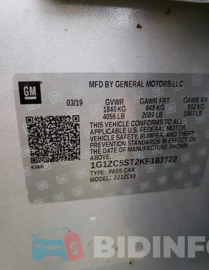 1G1ZC5ST2KF183722 Photo# 10