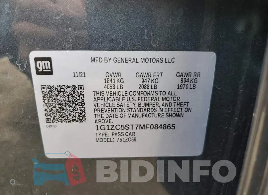 1G1ZC5ST7MF084865 Photo# 10