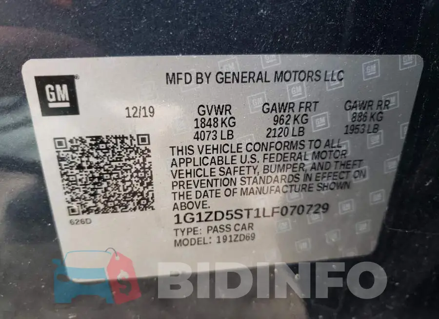 1G1ZD5ST1LF070729 Photo# 10