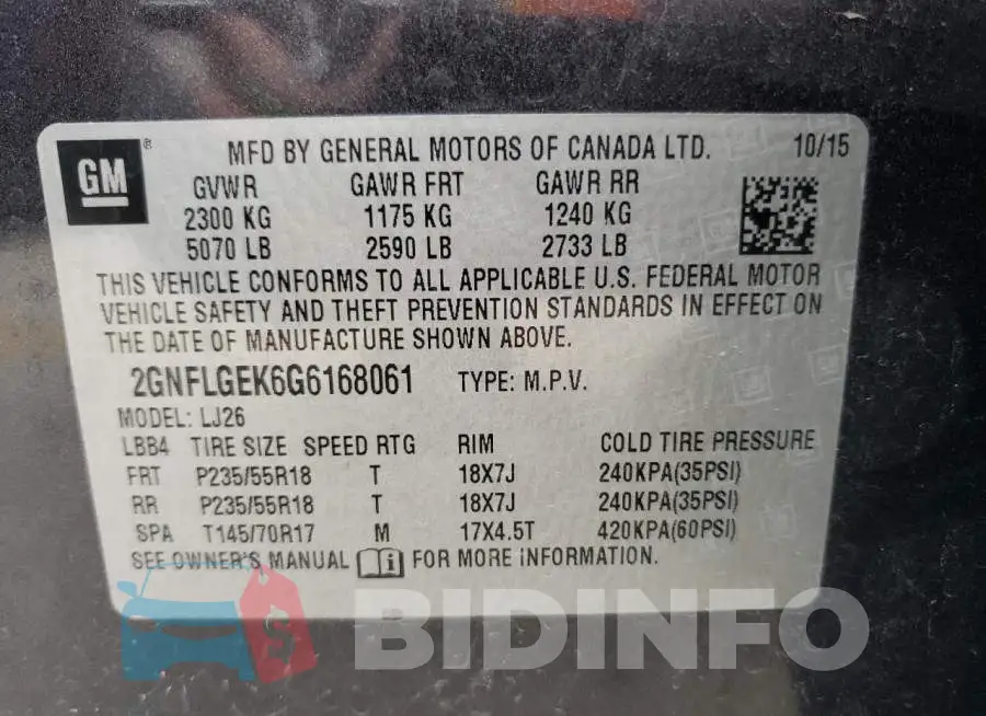 2GNFLGEK6G6168061 Photo# 10