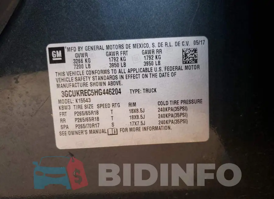3GCUKREC5HG446204 Photo# 10