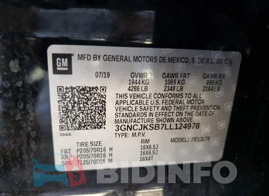 3GNCJKSB7LL124978 Photo# 10