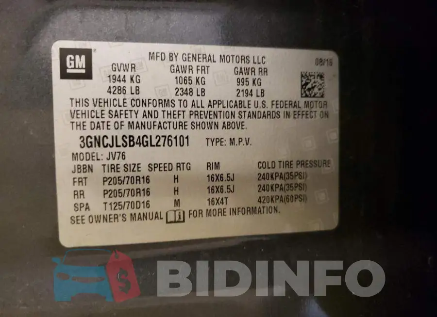 3GNCJLSB4GL276101 Photo# 10