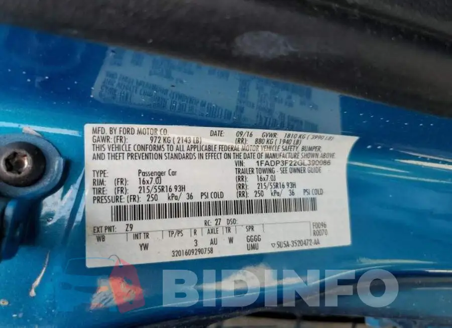 1FADP3F22GL390086 Photo# 10