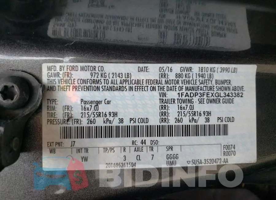 1FADP3FEXGL343382 Photo# 10