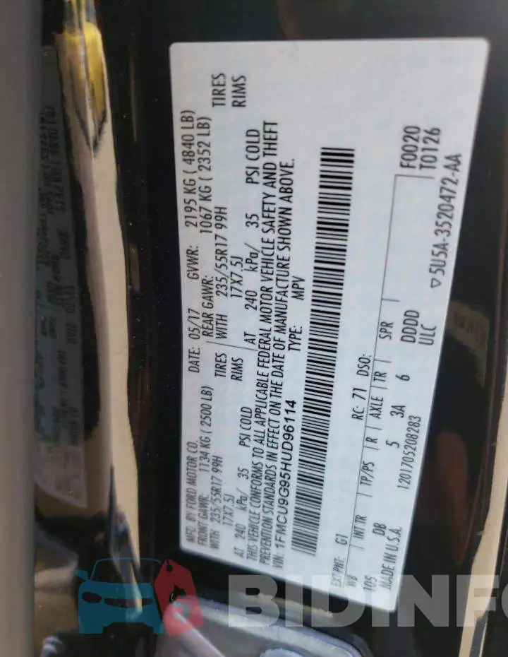 1FMCU9G95HUD96114 Photo# 10