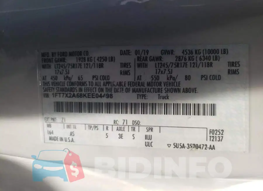 1FT7X2A68KEE04498 Photo# 10