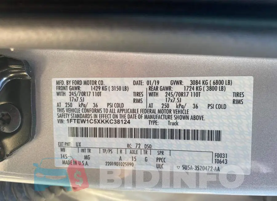 1FTEW1C5XKKC38124 Photo# 10