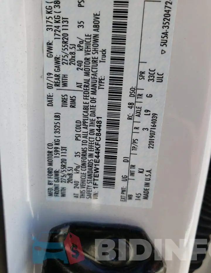 1FTEW1E44KFC84481 Photo# 10