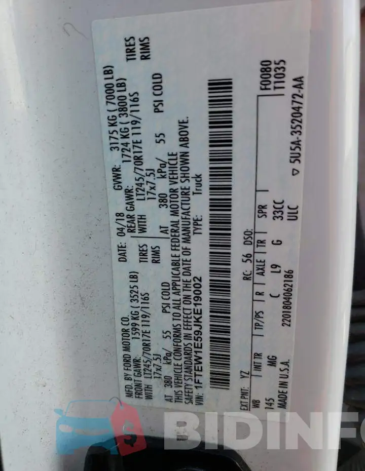 1FTEW1E59JKE19002 Photo# 10
